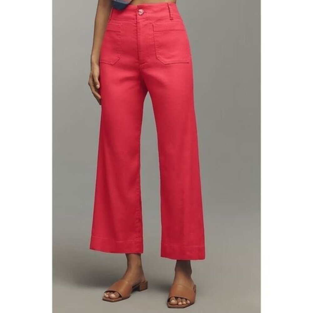 NWT Size 25 - The Colette Linen Blend Crop Wide-Leg Pants Pink (NWT US$ 138)
